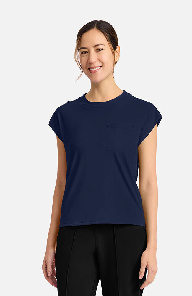 Women's Tuck-In Chest Pocket Crew Neck Scrub Top