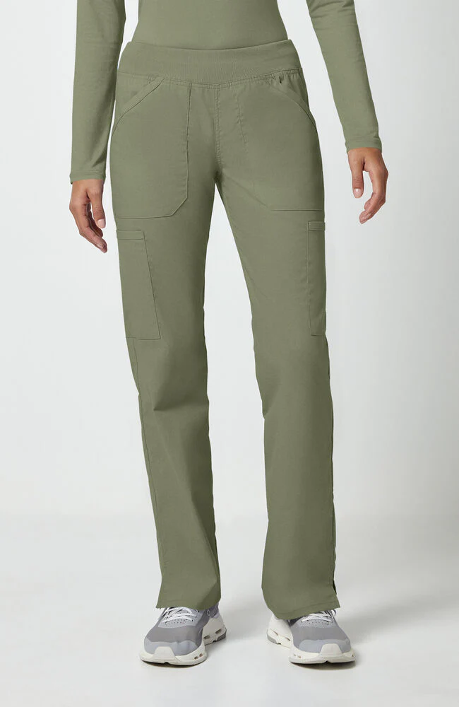 Women's Elastic Waistband Pull On Cargo Scrub Pant