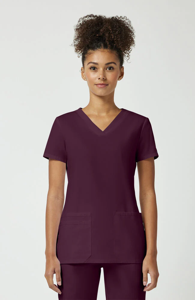 Women's Knit V-Neck Solid Scrub Top