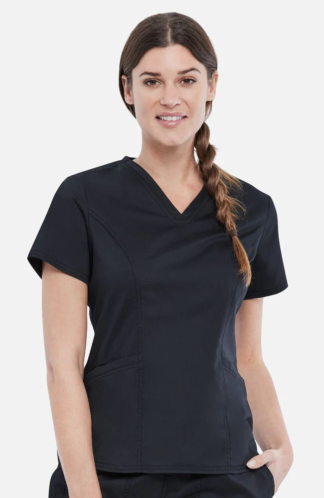 Women's Petite Contoured Solid Scrub Top