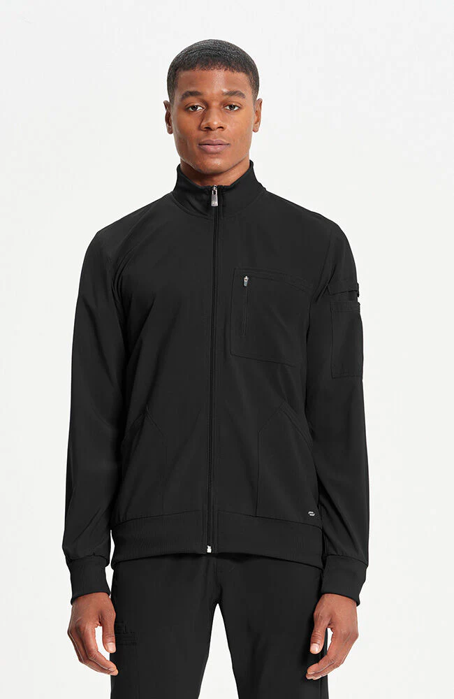 Men's Zip Front Rib Panel Scrub Jacket
