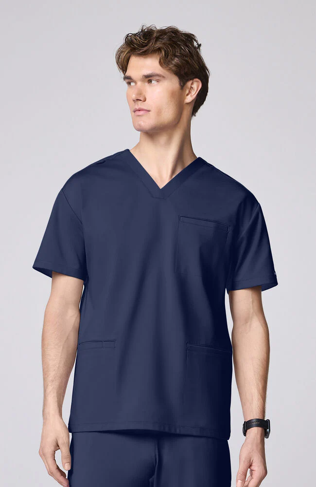 Men's 3-Pocket Banded V-Neck Scrub Top