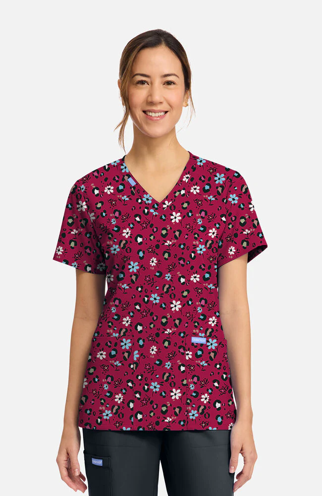 Women's Wild Ditsy Print Scrub Top
