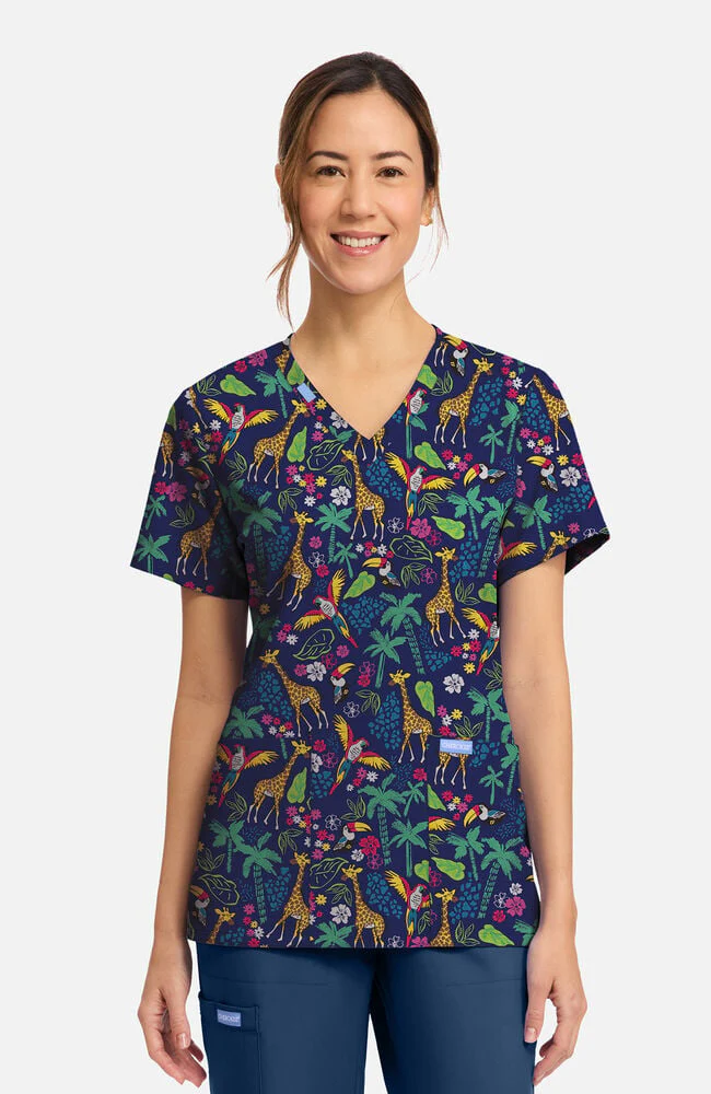 Women's Jungle Jive Print Scrub Top