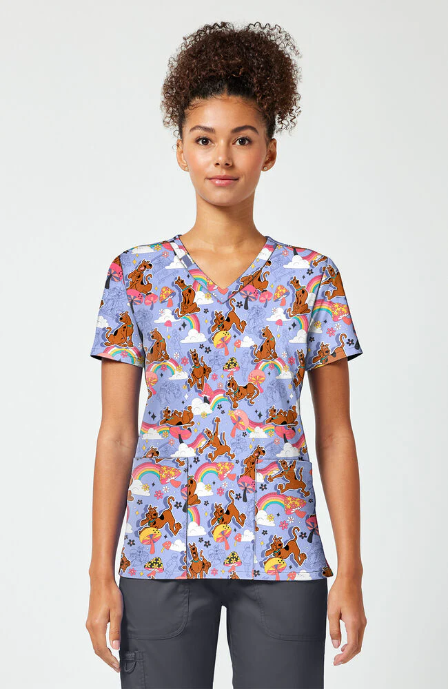 Women’s I Found A Clue Print Scrub Top