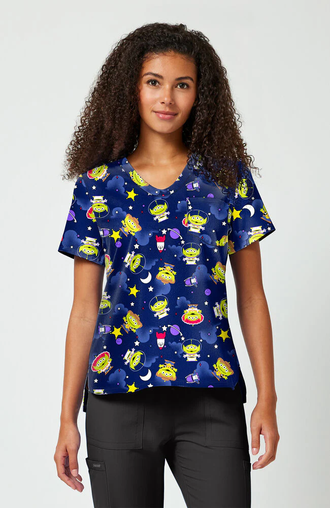 Women's Alien In Disguise Toy Story Print Scrub Top