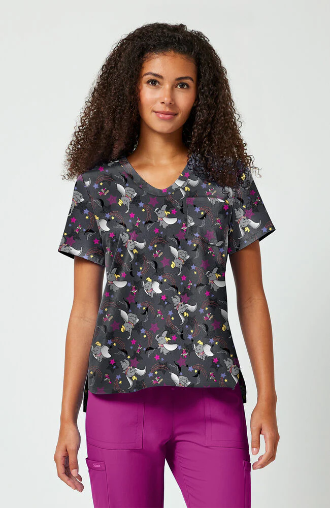Women's Dumbo Star Print Scrub Top