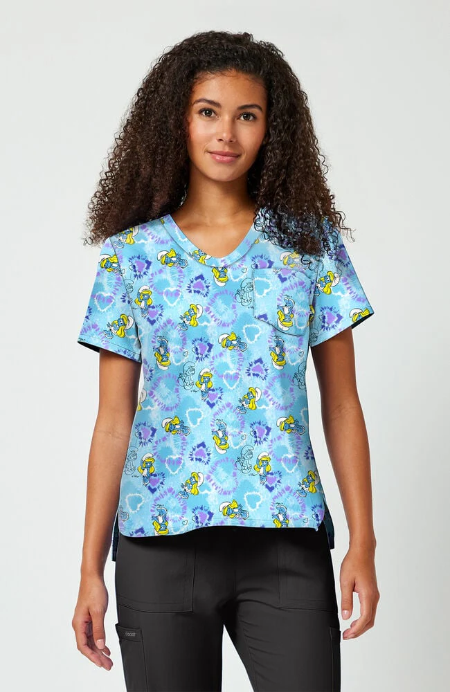Women's Smurfette Vibes Print Scrub Top