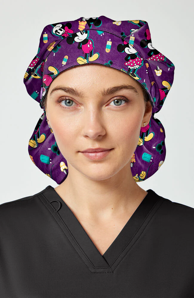Unisex Mickey Minnie Yummy Freeze Print Bouffant Scrub Hat