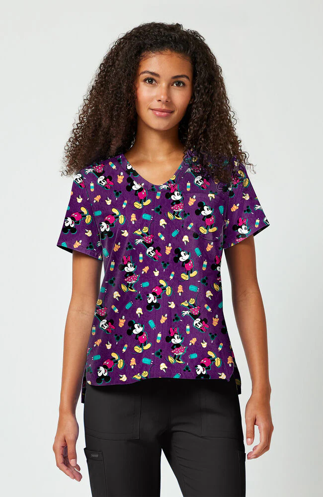 Women's Yummy Freeze Print Scrub Top