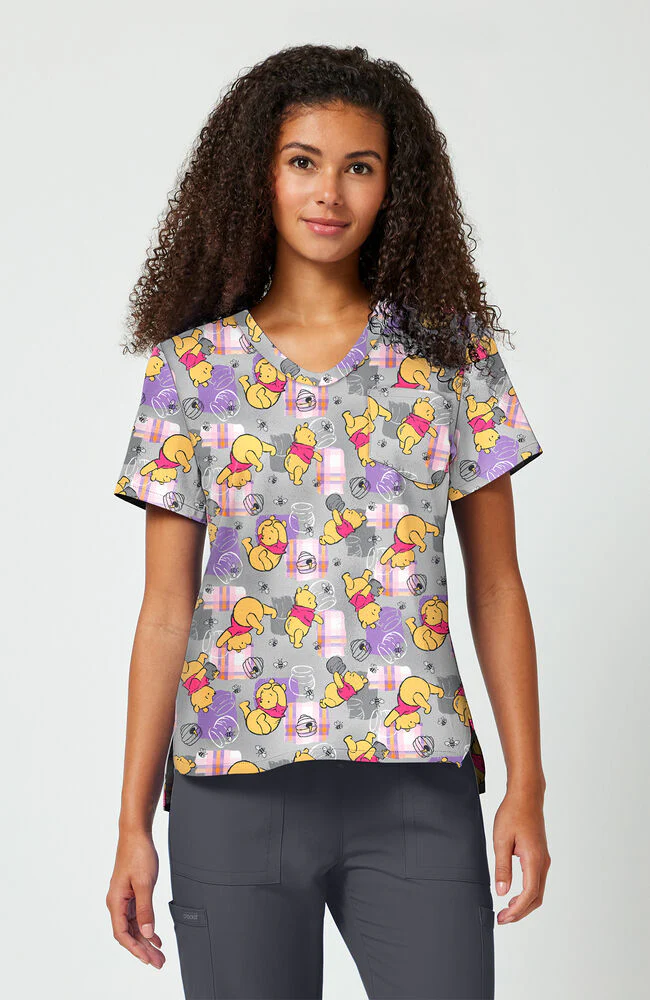 Women’s Honey Plaid Print Scrub Top