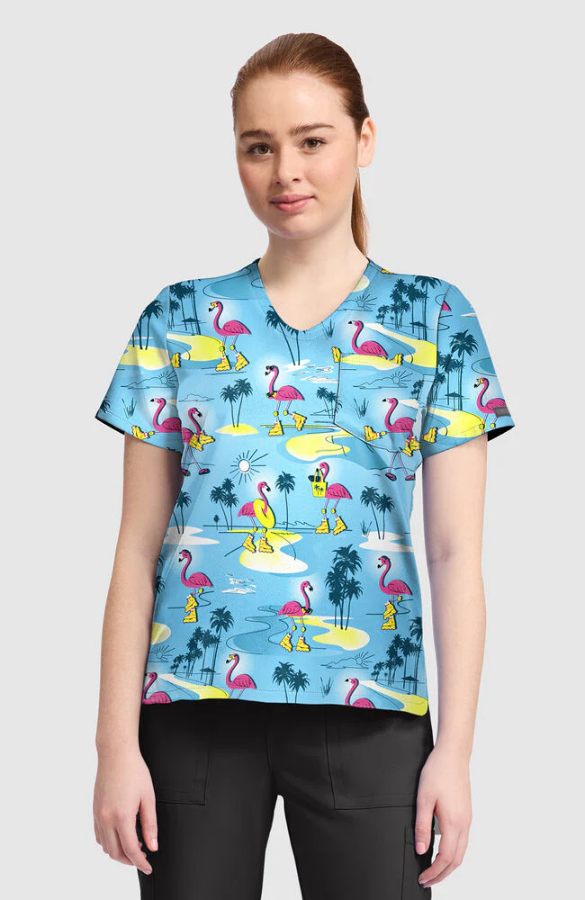 Women's Flamazing Skaters Print Scrub Top