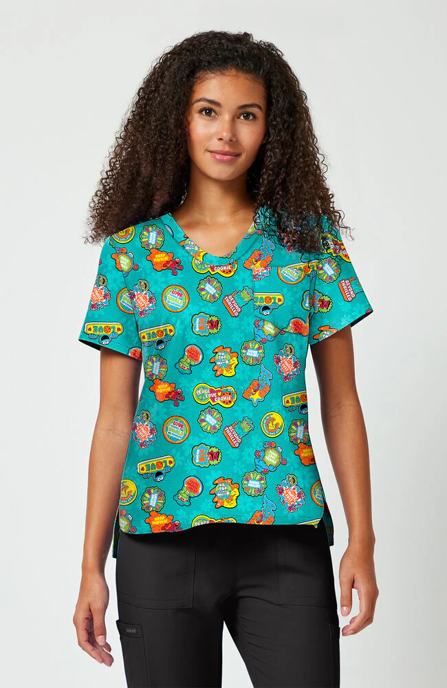 Women's Sunshine Vibes Print Scrub Top