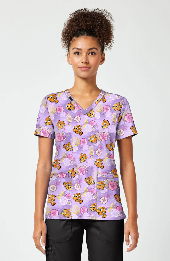 Women's Fantastic Nemo Print Scrub Top