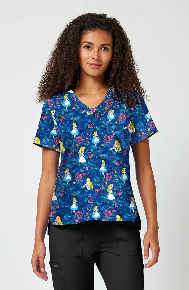 Women's Bow-tanical Print Scrub Top