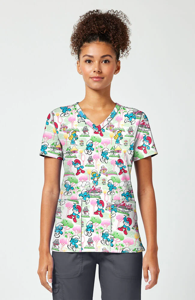 Women's Good Day Feeling Print Scrub Top
