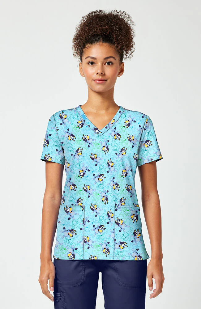 Women's Bluey Zone Print Scrub Top