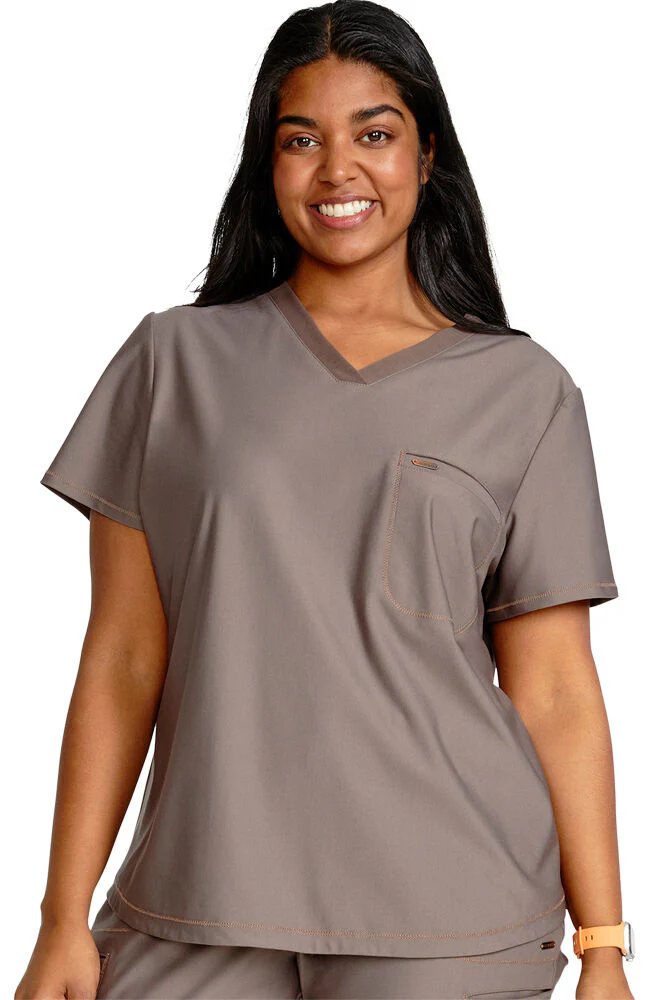 Women's Tuck-In Knit Mesh V-Neck Scrub Top