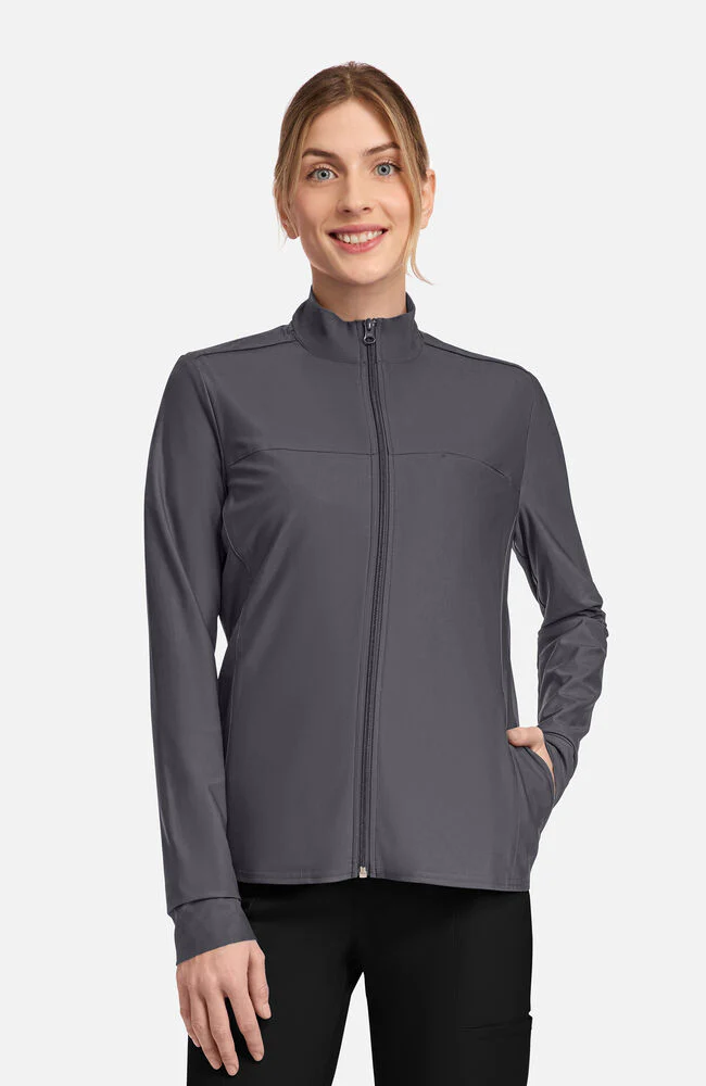 Women's Knit 3-Pocket Zip Front Scrub Jacket