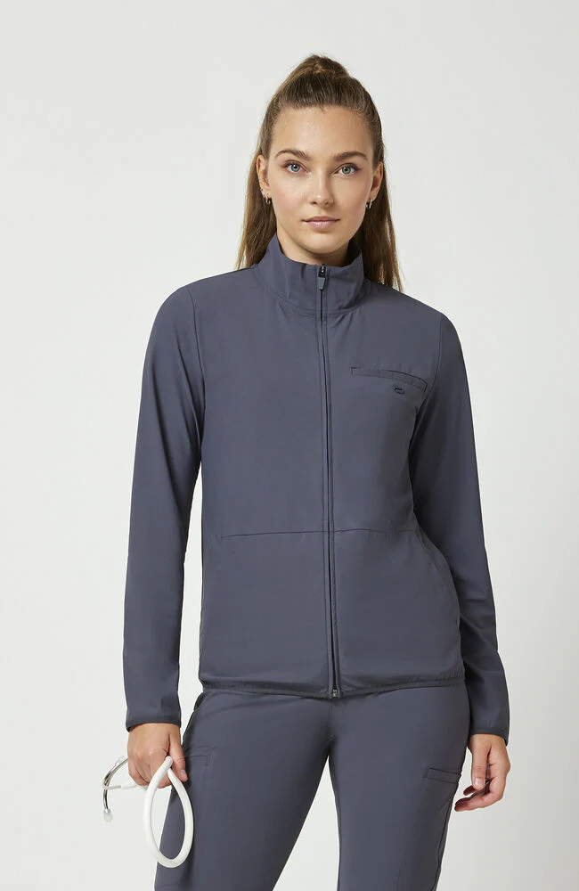 Women's Zip Front 3-Pocket Warm Up Scrub Jacket