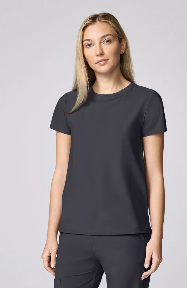 Women's Rib Trim Crew Neck Scrub Top