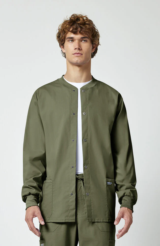 Men's Snap Front Warm-Up Solid Scrub Jacket