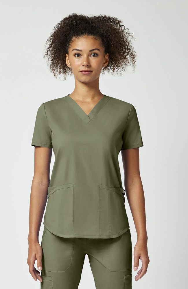 Women's 4-Pocket Shirttail V-Neck Scrub Top