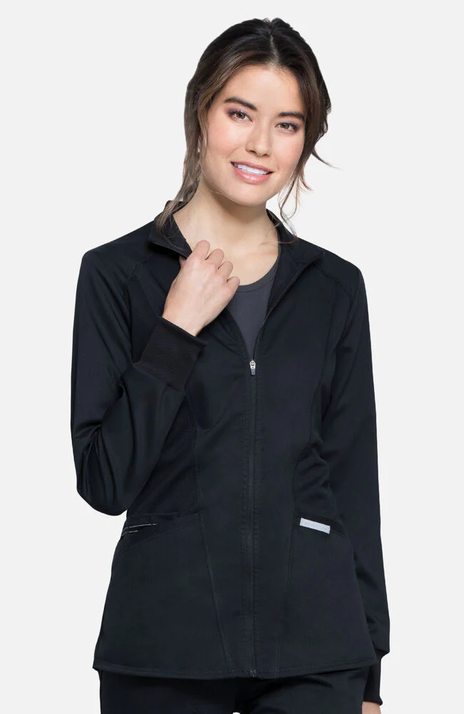 Women's Zip Front High-Low Solid Scrub Jacket