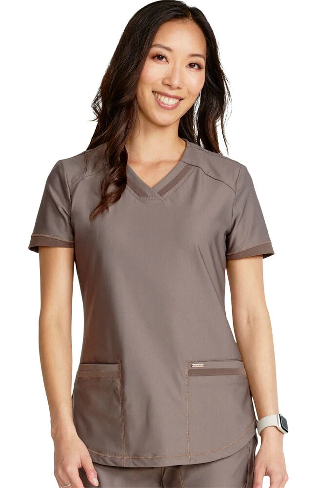 Women's Curved Hemline V-Neck Scrub Top
